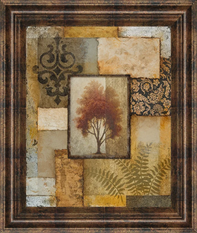 Red Tree Patch - Framed Print Wall Art - Gold