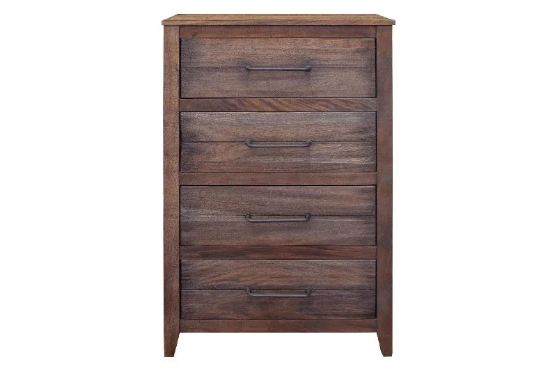 Solid Wood 4 Drawer Chest - Brown