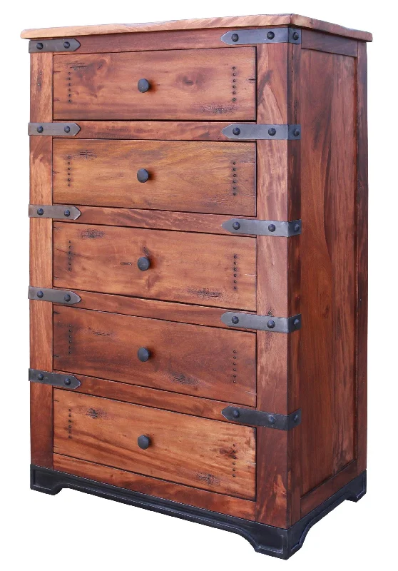 Solid Wood Five Drawer Chest - Natural