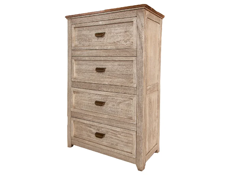 Solid Wood Four Drawer Chest - Cream