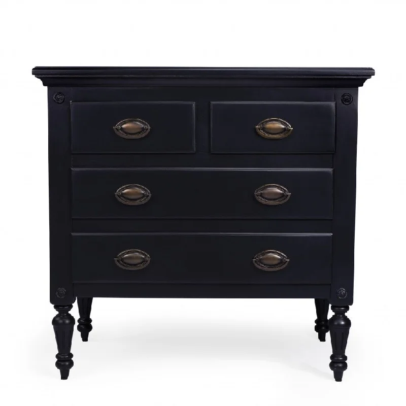 Solid Wood Four Drawer Gentlemans Chest - Black