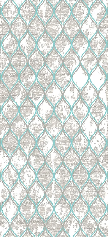 Trellis 5' x 8' Area Rug - Aqua Blue and Grey