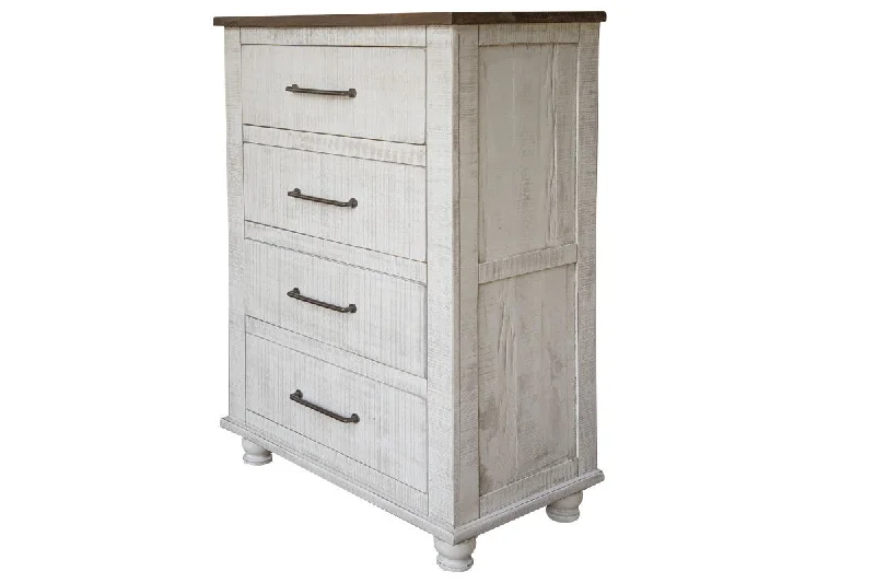 Wood Four Drawer Chest - Brown / White